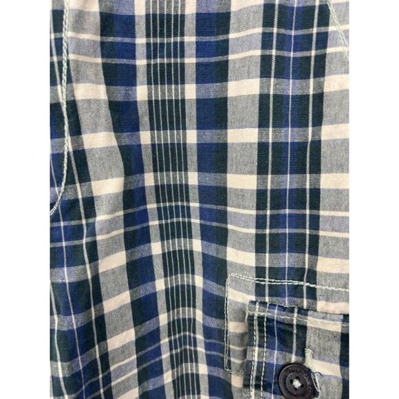 American Eagle Mens Vintage Beige Blue Plaid Cargo Shorts Size 34 EUC Classic - Picture 4 of 8